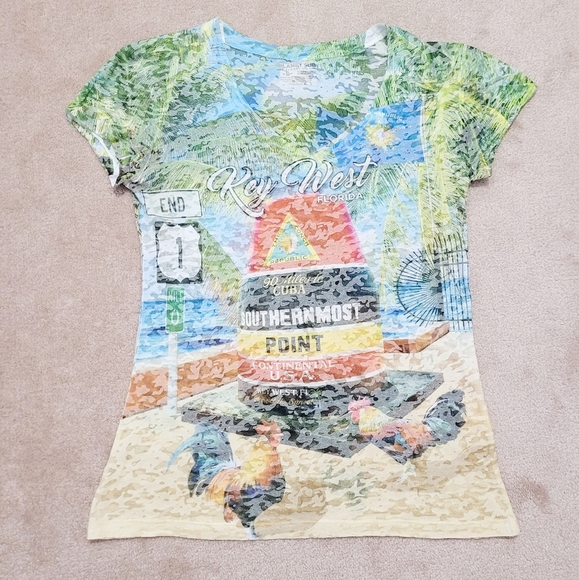 KEY WEST Florida Women's Burnout T-shirt 100% Cotton Made In USA Size Large - Picture 4 of 7